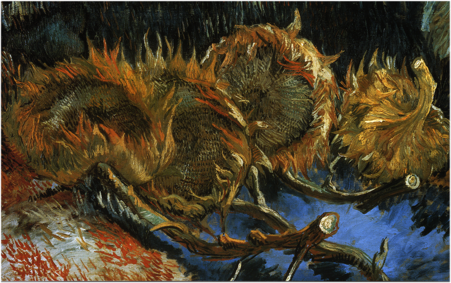 Four Cut Sunflowers - Van Gogh Painting On Canvas